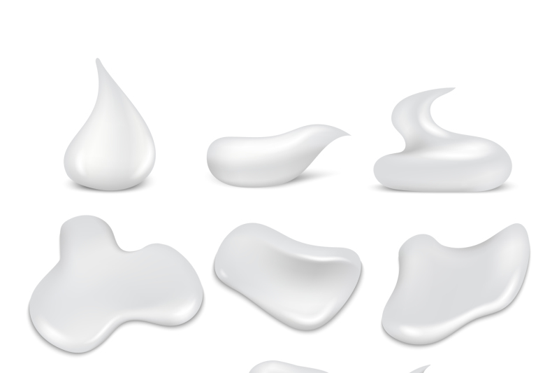 white-fresh-cream-strokes-mousse-foam-froth-vector-set