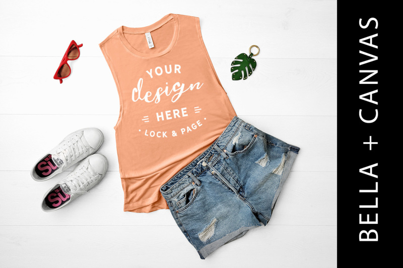 Free Sunset Bella Canvas 8803 Tank Top Vest Mockup (PSD Mockups)