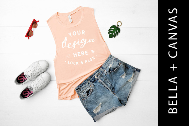 Free Peach Bella Canvas 8803 Tank Top Gym Vest Mockup (PSD Mockups)