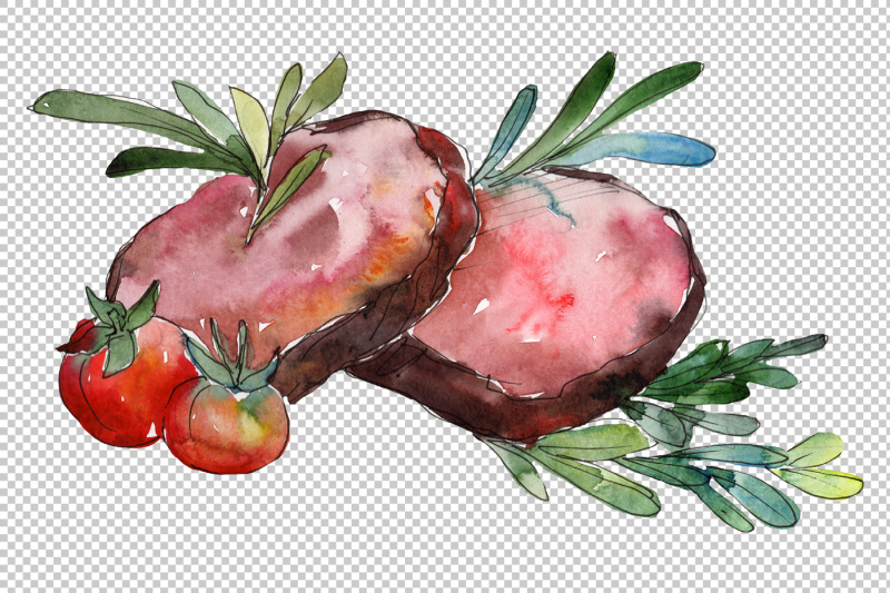 meat-steaks-png-watercolor-set-nbsp