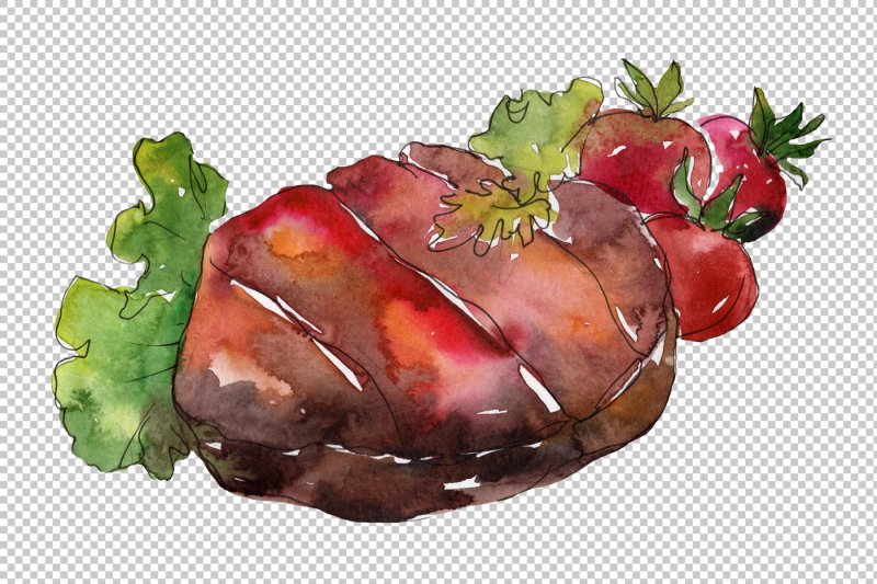 meat-steaks-png-watercolor-set-nbsp