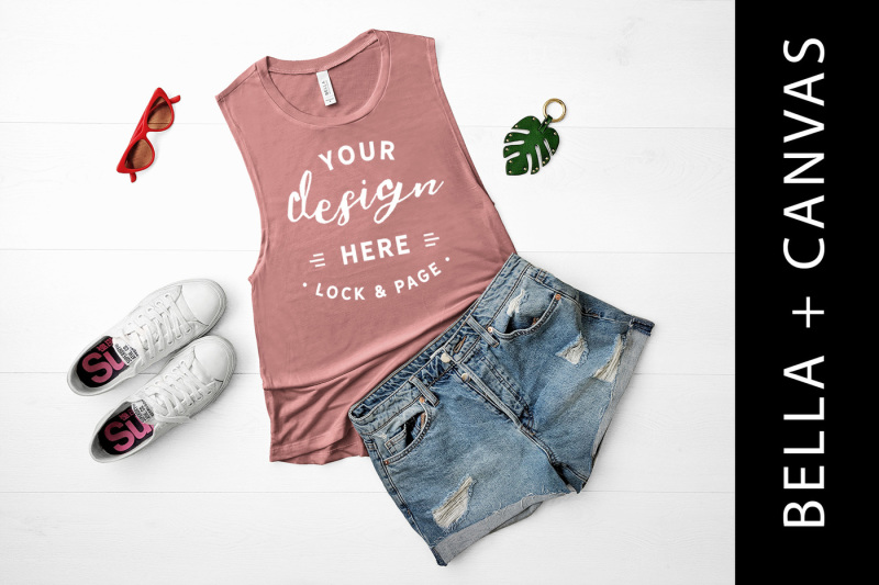 Free Mauve Bella Canvas 8803 Tank Top Muscle Vest Mockup (PSD Mockups)