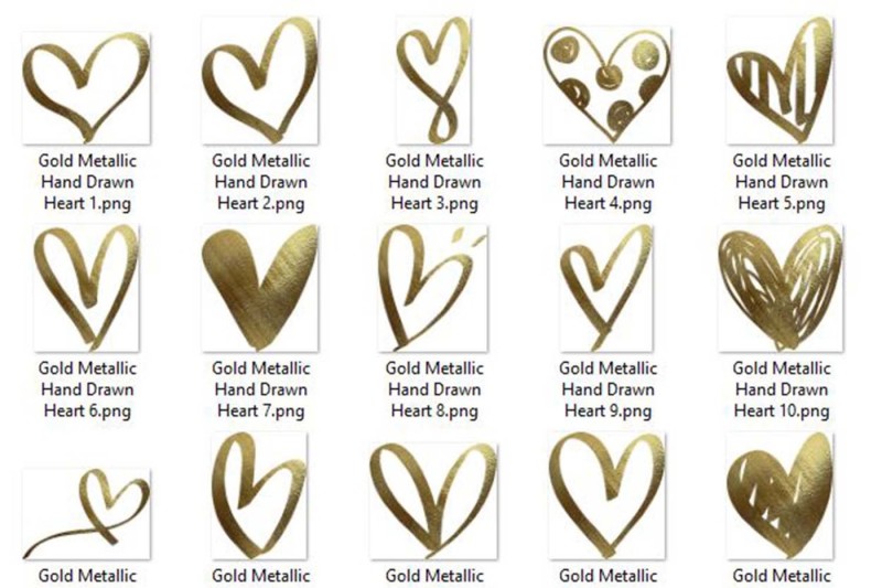 30-realistic-24k-gold-metallic-hand-drawn-heart-clip-arts