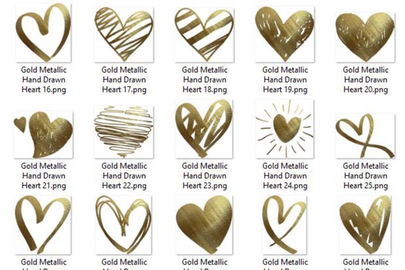 30-realistic-24k-gold-metallic-hand-drawn-heart-clip-arts