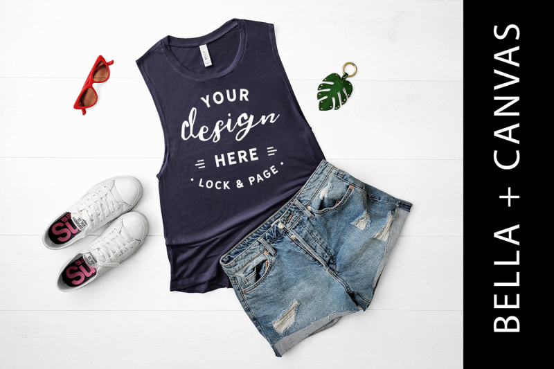 Free Midnight Navy Bella Canvas 8803 Tank Top Mockup Summer Apparel (PSD Mockups)