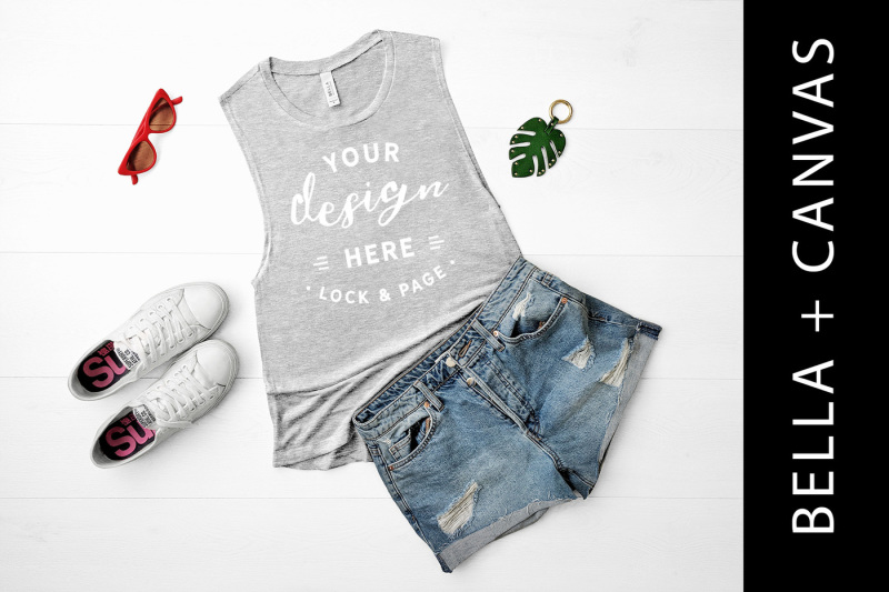 Free Athletic Heather Bella Canvas 8803 Tank Top Mockup (PSD Mockups)