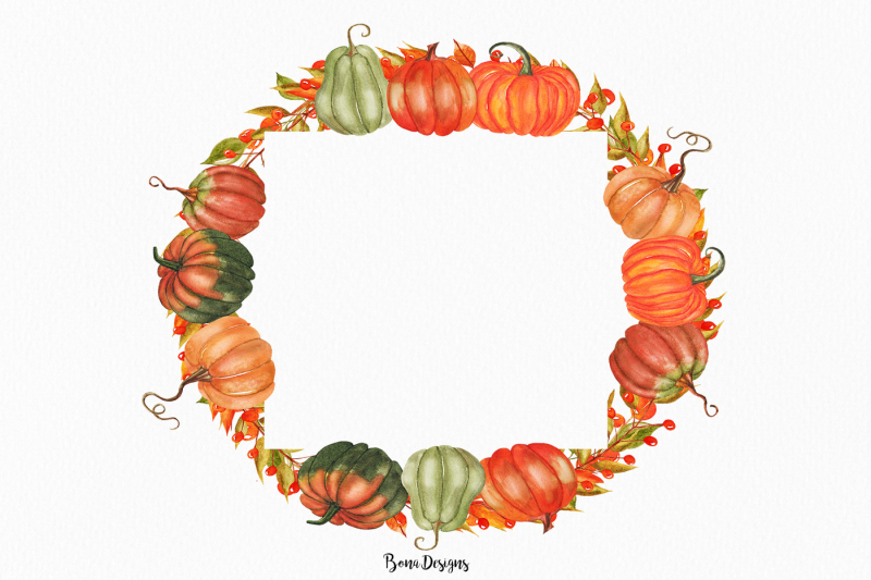 watercolor-pumpkin-wreath