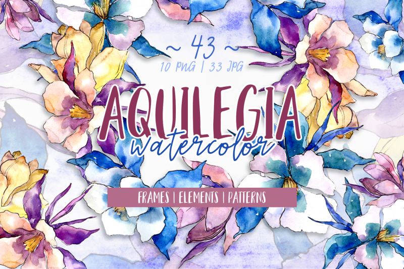 beautiful-aquilegia-png-watercolor-set