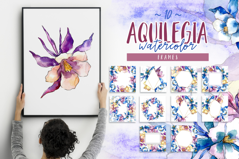 beautiful-aquilegia-png-watercolor-set