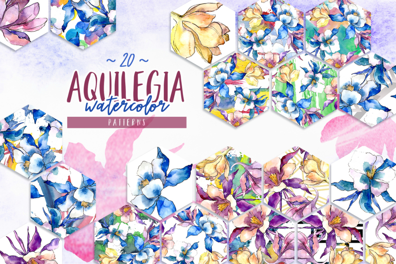 beautiful-aquilegia-png-watercolor-set