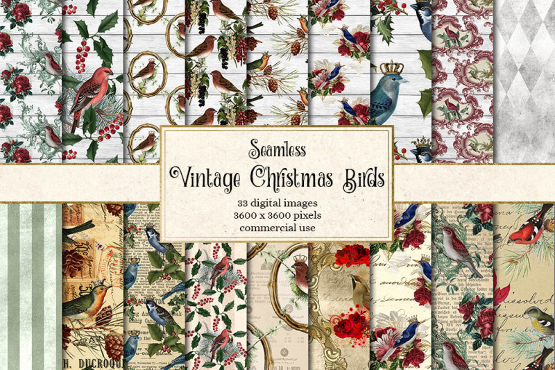 vintage-christmas-birds-digital-paper