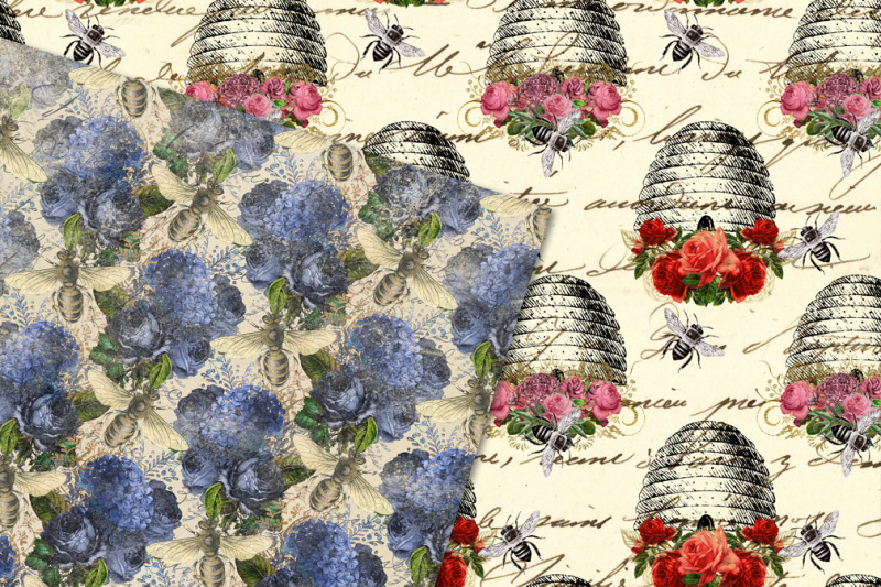 Download Vintage Honey Bee Digital Paper By Digital Curio ...