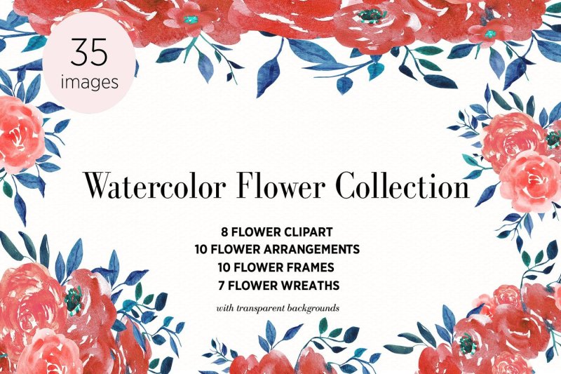 watercolor-flower-clipart-arrangements-frames-wreaths