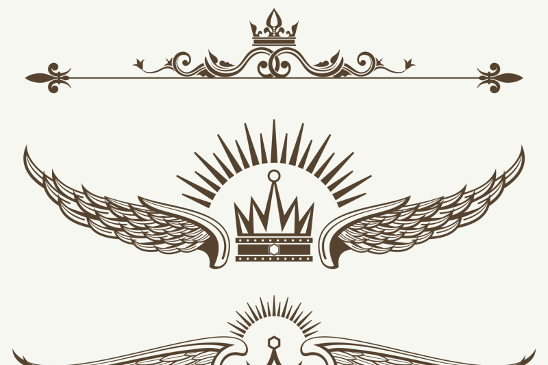 set-of-royal-winged-crowns-design-elements