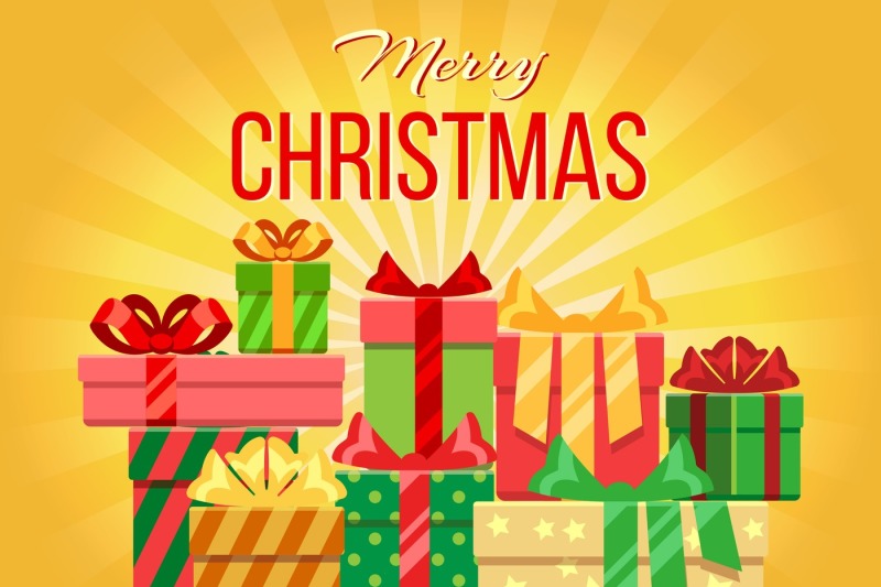 vector-merry-christmas-greeting-card-with-heap-of-gift-boxes