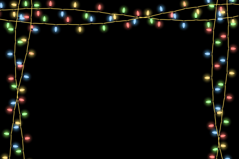 glowing-christmas-garlands-vector-frame-black