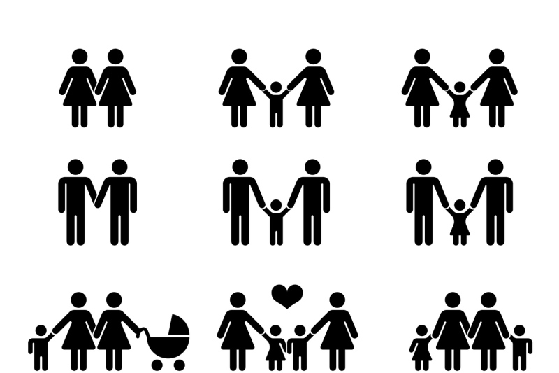 vector-gay-family-with-children-icons-white