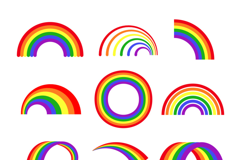 set-of-vector-rainbows-white-background