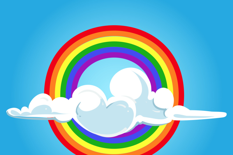 circle-rainbow-and-clouds-blue-sky