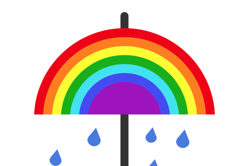 vector-rainbow-umbrella-and-falling-rain
