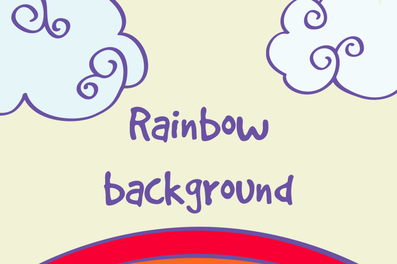 vector-hand-drawn-rainbow-and-clouds-good-weather-background