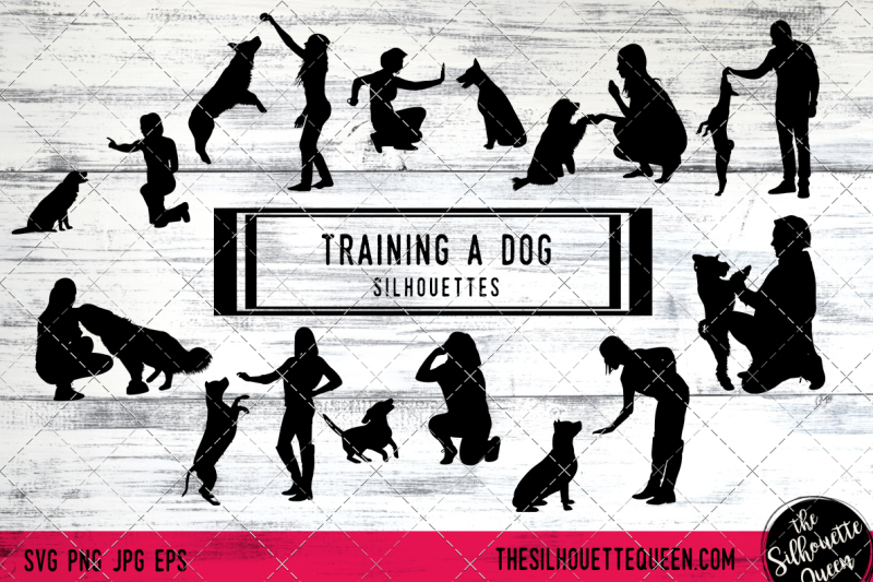 training-a-dog-silhouette-vectors