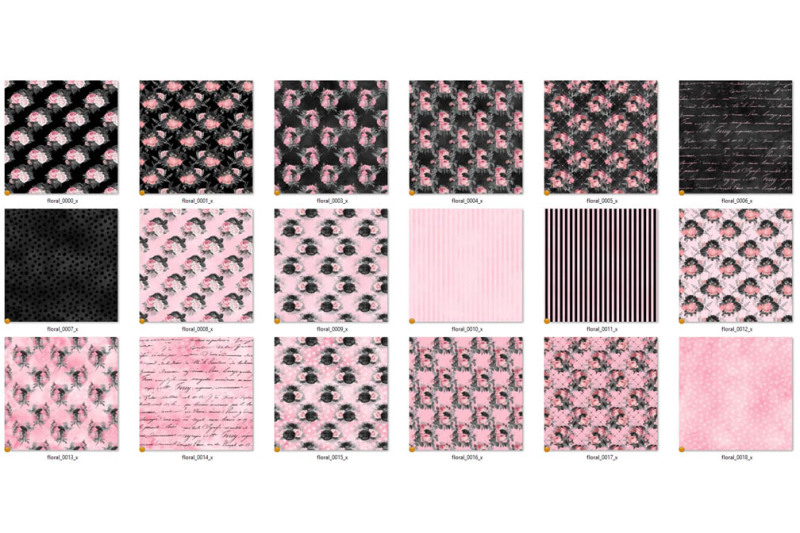 pink-and-black-floral-digital-paper