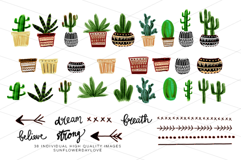 boho-cactus-clipart-watercolor-boho-clipart
