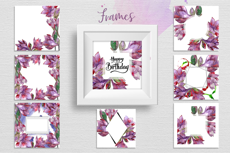 purple-amaryllis-png-watercolor-set