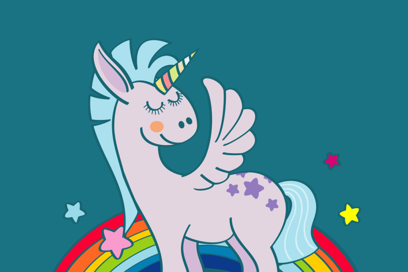 hand-drawn-winged-unicorn-on-rainbow