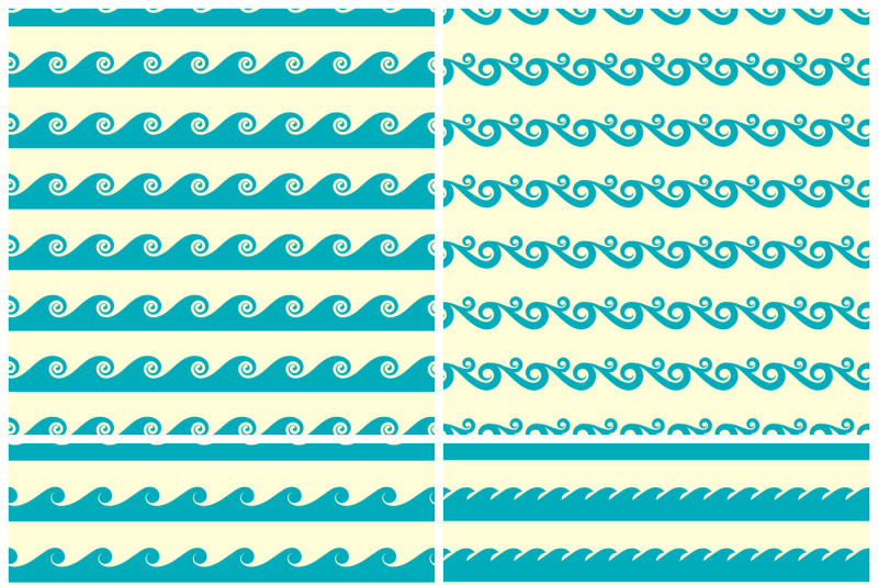 set-of-vector-aqua-green-waves-seamless-patterns