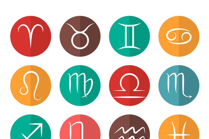 set-of-vector-zodiac-signs-flat-icons-white-background