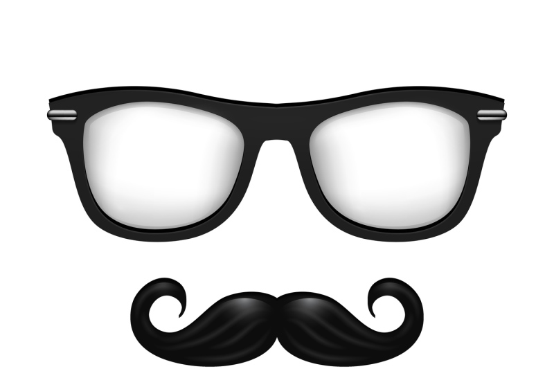 realistic-vector-glasses-and-mustache-in-black-white