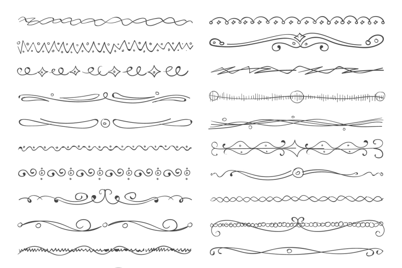 hand-drawn-vector-borders-dividers-sketch-line-frame-set