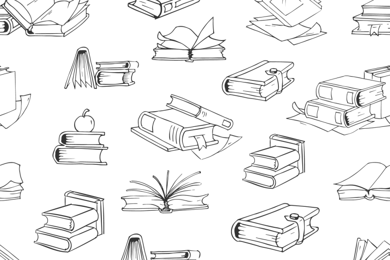 doodle-library-book-seamless-vector-pattern-background