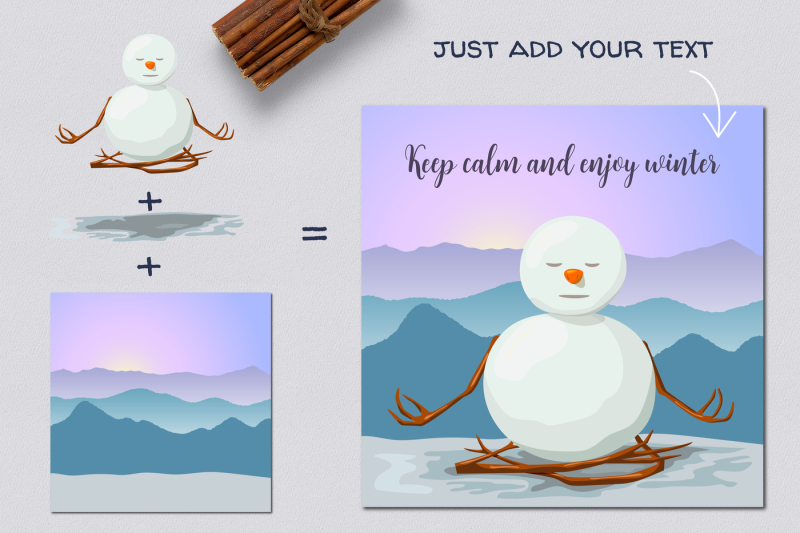 set-of-cute-snowmen-and-winter-landscapes