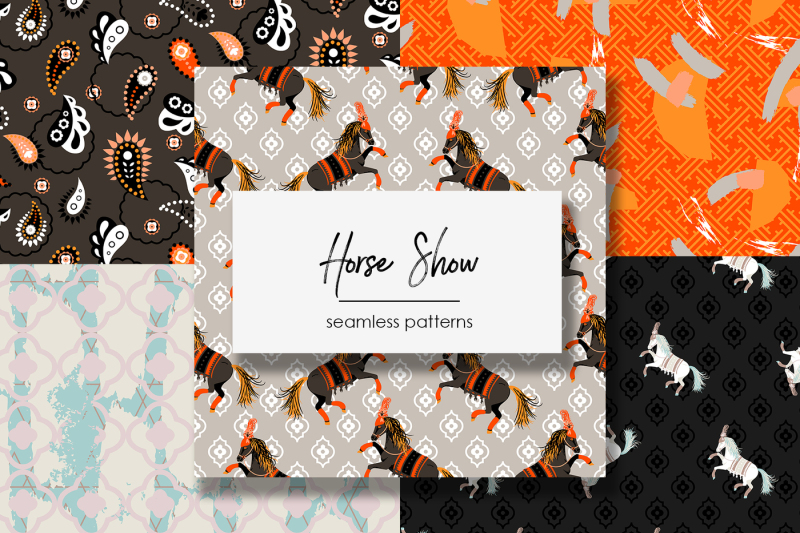 horse-show-seamless-patterns