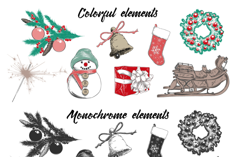 christmas-elements-and-lettering