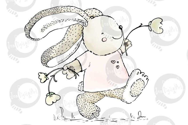 cute-039-rabbit-skipping-with-flowers-039-clip-art-illustration