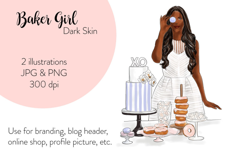 watercolor-fashion-illustration-baker-girl-dark-skin