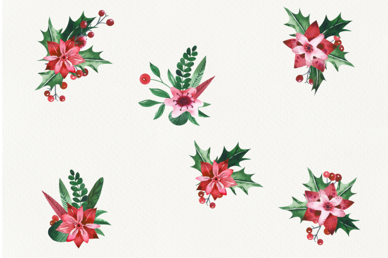 watercolor-christmas-holly-set