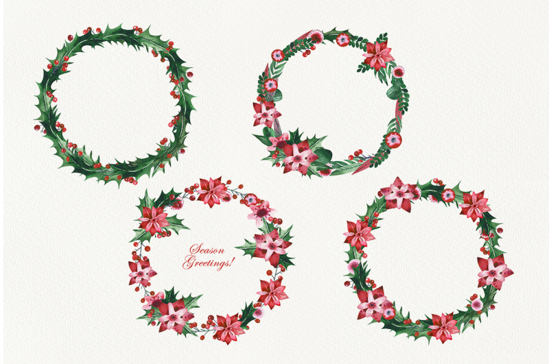 watercolor-christmas-holly-set