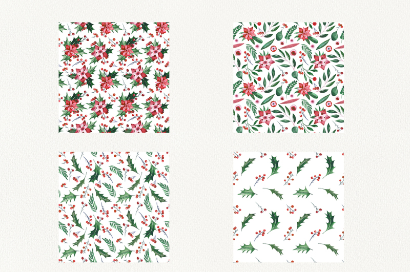 watercolor-christmas-holly-set