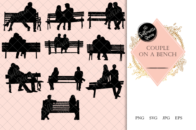 couples-on-a-bench-silhouette-vector