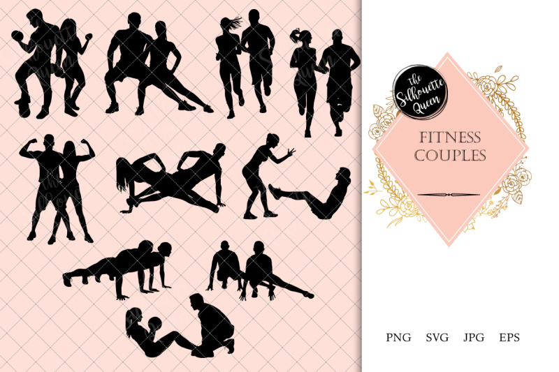 fitness-couple-silhouette-vector