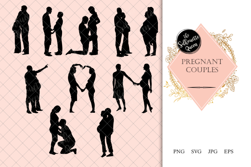 pregnant-couples-silhouette-vector