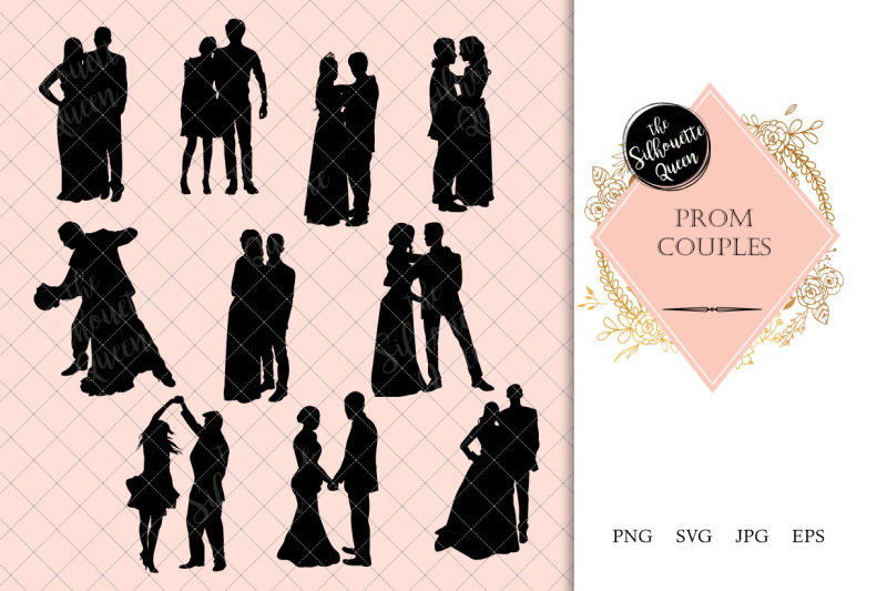 prom-couples-silhouette-vector