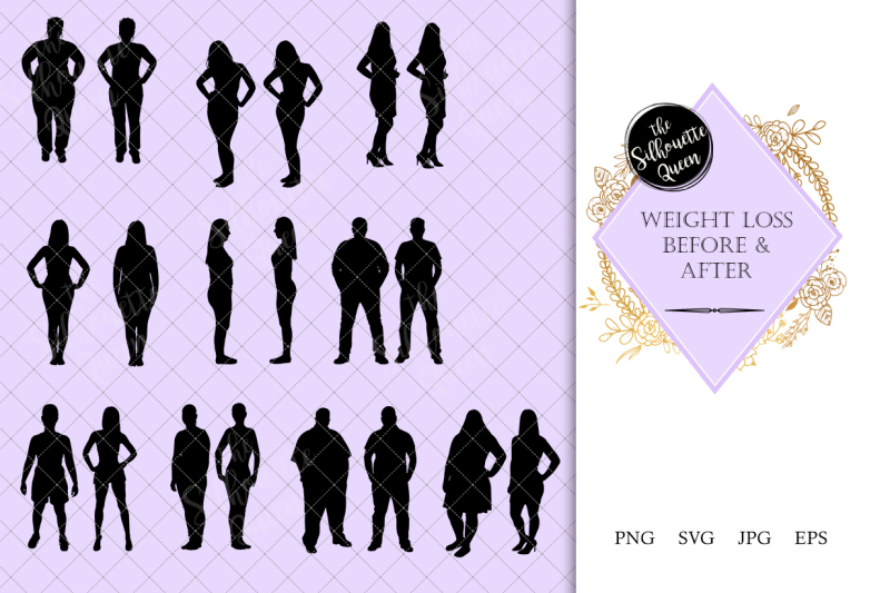 Weight Loss Before and After Silhouette Vector By The Silhouette Queen ...