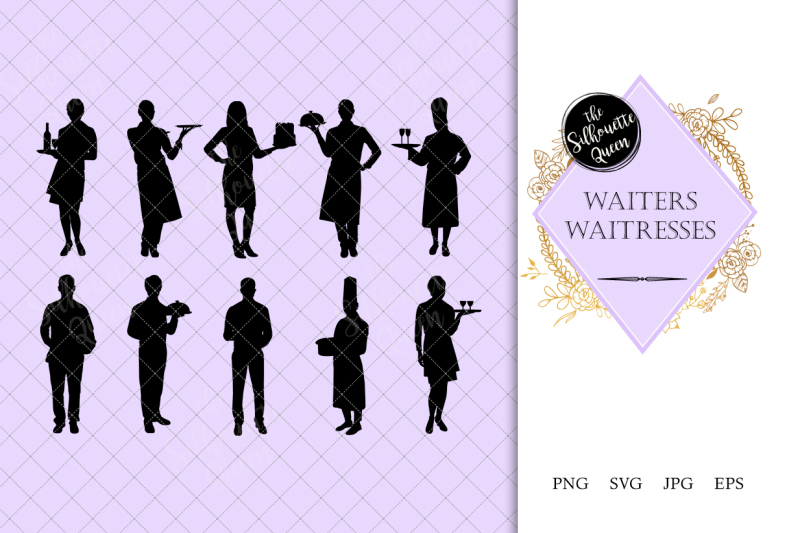 waiters-waitresses-silhouette-vector