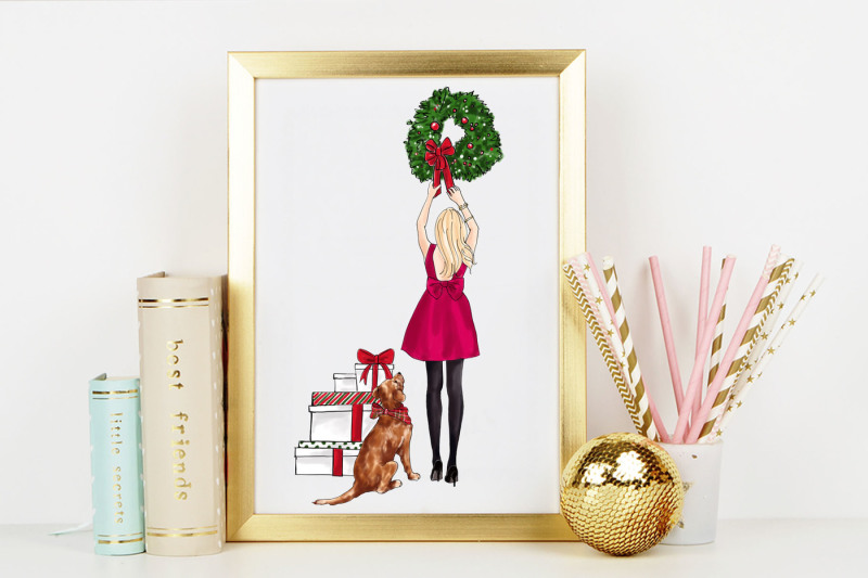 watercolor-fashion-illustration-christmas-girl-7-blonde